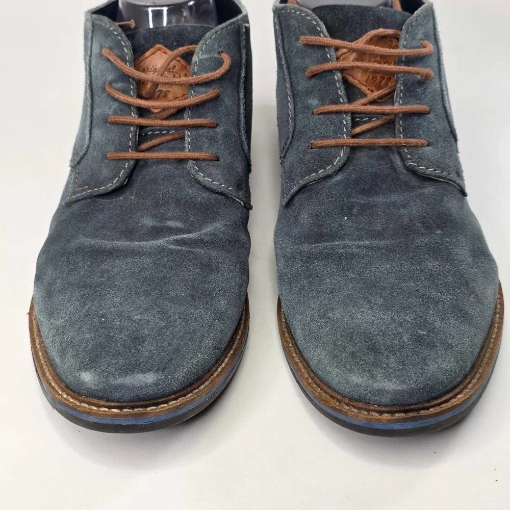 Bugatti Men's Oxford Dress Shoes Size 11 EU 44 Blue Teal Suede Lace Up Boots‎